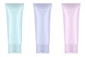 Set of light pink, violet and blue plastic tubes Royalty Free Stock Photo